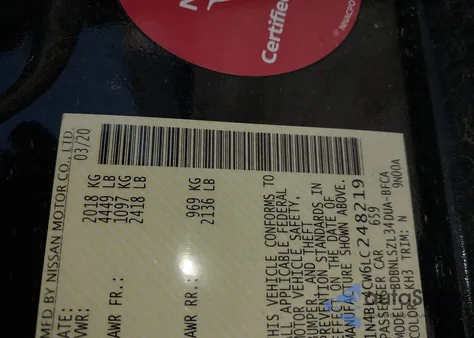 2020 Nissan Altima Sr Intelligent Awd from USA, damaged, VIN 1N4BL4CW6LC248219